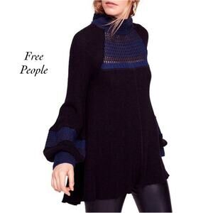 Free People Snow Day Ribbed Mock Neck Long Sleeve Tunic Sweater NWT Size XS